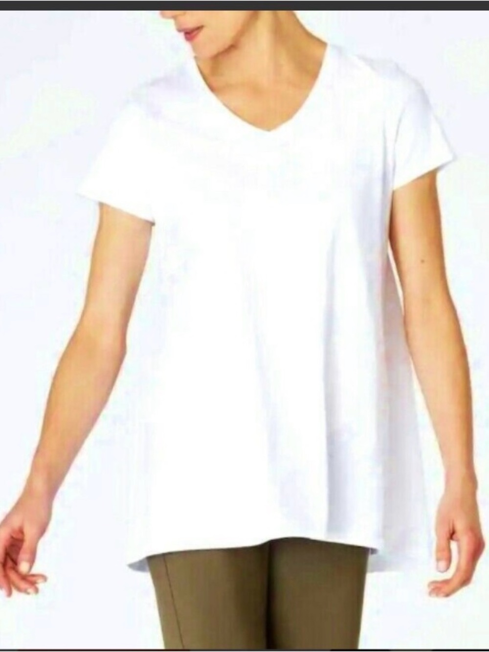 J. Jill Luxe Supima White Pleat-Back Tee